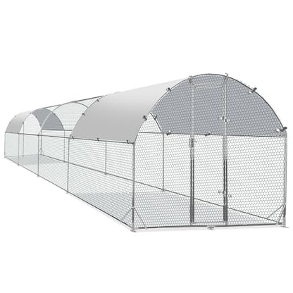 TOLEAD Large Metal Chicken Coop Upgrade Tri-Supporting Wire Mesh Chicken Run,Chicken Pen Walk in with Water-Resident and Anti-UV Cover,Duck Rabbit House Outdoor (Dome Roof 25'L x 9'W x 6.5'H) - size: 228.0"L x 108.0"W x 78.0"H