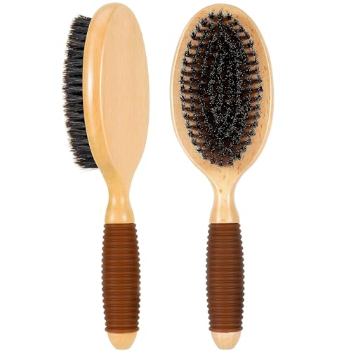 Boar Bristle Pet Brush for Short Haired Dogs and Cats, Dog Cast Hair Brush for Shedding with Beech Wood Handle and Non-Slip Rubber - color: Boar Bristle for Short Haired
