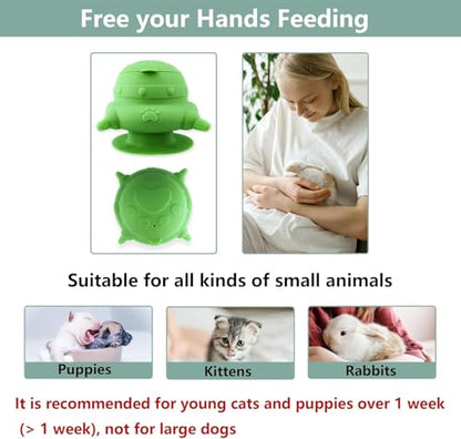 Puppy Nursing Bottles Soft Silicone Biomimetic Milk Feeders Bowl with 4 Nipples for Small Animal Kittens Ferret Guinea Pig Squirrel (Pink) - color: PInk