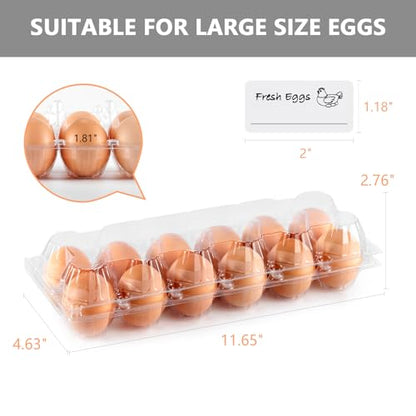 60PCS Egg Cartons 12 Count, 1 Dozen Clear Blank Egg Cartons Cheap Bulk for Large Eggs, Blank Chicken Egg Tray Holders for Family, Chicken Farm, Business Market Display - size: 60Pack-2x6 Grids