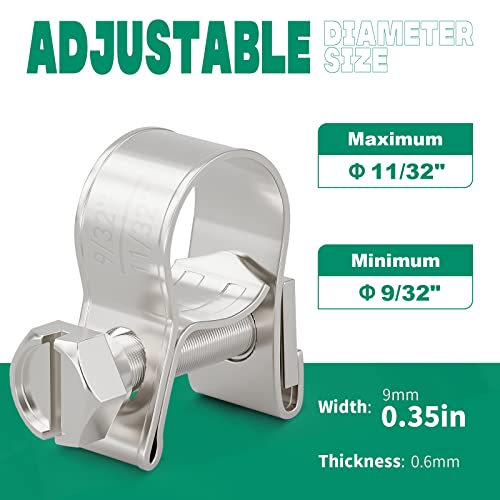 OURU Fuel Line Clamp 304 Stainless Steel,20PCS Adjustable 9/32”-11/32” Dia (7-9mm) Mini Fuel Injection Gas Line Hose Clamps,Pipe Clamp for Automotive,Diesel Petrol Pipe - size: 20PCS 9/32"-11/32" (7-9mm)