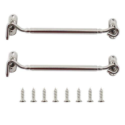 2 Pack Hook and Eye Latch,ULIFESTAR Barn Door Latch,Heavy Duty Stainless Steel Gate Latch Lock for Sliding Barn Door Window Shutters Garage Fence Closet Shed Door with Screws (8'', Silver) - color: Silver, size: 8''