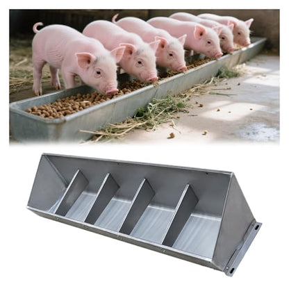 Livestock Feeder Trough with Sloped Opening for Easy Feeding, Separated Design for Pigs Calves Sheep - size: L 1.5m/4.9' 5 bit