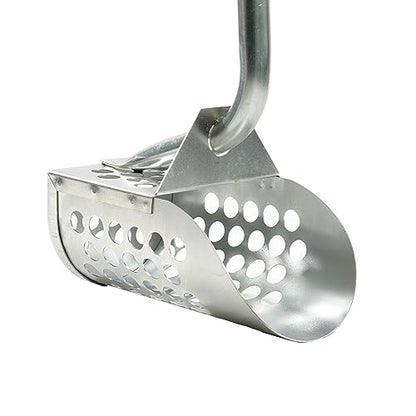 Galvanized Long Handle Scoops and Heavy Duty Large Scoop w/Pouch for Metal Detecting, Shelling, Rock Hunting and More - style: Long Handle Scoop w/ Large Hand Scoop and Pouch