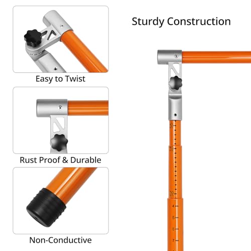 QWORK Load Height Measuring Stick - 15 Ft Adjustable Measuring Pole for Accurate Truck Load Transportation - Fiberglass Height Stick for Trucks, Car Haulers