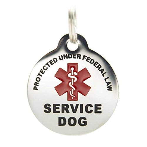 Engraved Service Dog Personalized with 4 Lines of Custom Engraved ID Stainless Steel Enameled - size: Small (Pack of 1)