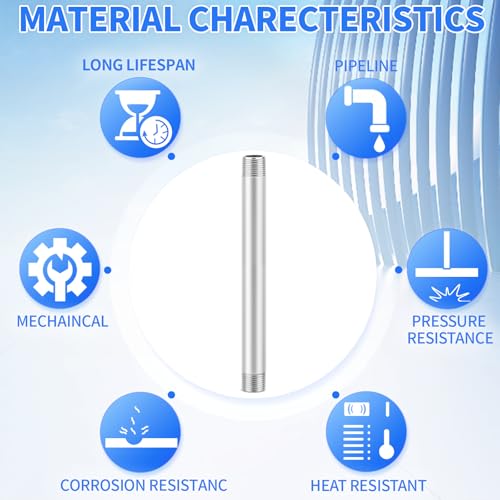 ChillWaves 304 Stainless Steel Pipe Fitting, Nipple Cast Pipe 1-1/2" NPT Male x 1-1/2" NPT Male Thread 12" Length(300MM)(1-PACK) - size: 1-1/2" NPT, style: 12" Length(300MM)