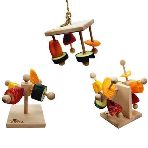 Enrichment Toy Turning Hanging for Guinea Pigs, Rabbits, Birds, Rats and Other Small Pets! Load with Veggies and Fruit (3 Toy Set!) - style: 3 Toy Set!