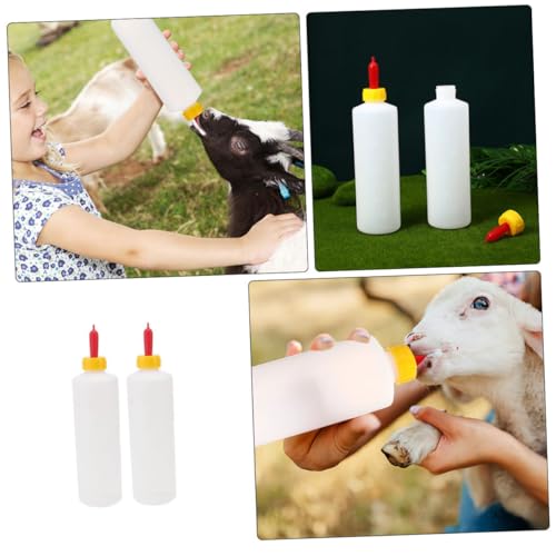 Kisangel 2sets Goat Calf Feeding Bottles Small Animal Milk Feeders for Farmhouse Ranch Lamb Nursing Supplies Replaceable Design