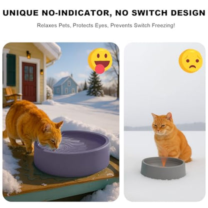 Pet Heated Bowl for Dog,Cat Warming Water Bowl with Chew Resistant Power Cord, Outdoor Waterproof Smart Uniform Heating for Small Animals Bird Chicken Rabbit Duck (108 fl oz, Purple)