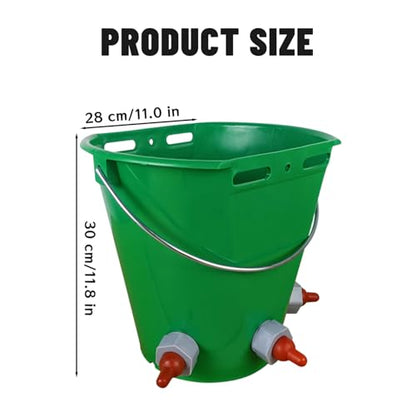 Goat Feeder Feed Bucket, 8L Large Capacity Livestock Milk Goat Feeder with Nipple, Green Sheep & Baby Bottle Bucket for Calves, Lambs, and Kids, 3 Mouth - color: 3 Mouth
