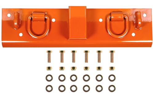 Bonbo Tractor Grab Hooks Compatible with Kubota Tractors - Bolted on Compact Tractor Bucket Grab Hooks with D Rings and 2" Receiver, Orange