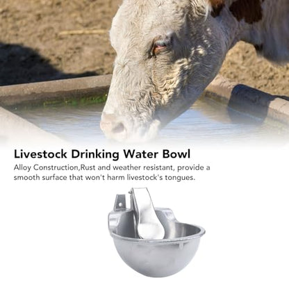 Automatic Livestock Water Bowl Water Trough Waterer Kit Heavy Duty Alloy Easy Installation with Rust Proof Float Valve for Cattle Goat Horse