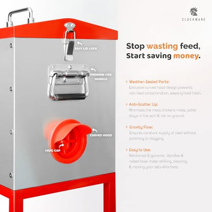 Metal Chicken Feeder and Waterer Set – 10 Gallon SS304 Stainless Steel Poultry Waterer & 40 lb Aluminum Feeder, Rust-Resistant Design, Transparent Window, Cups & Nipples Included, No Leakage