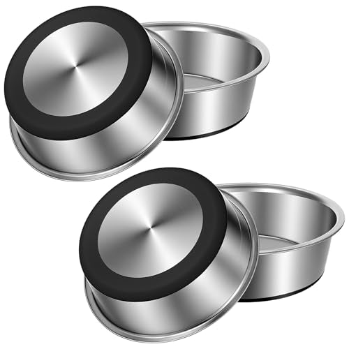 4-Pack Heavy Duty Stainless Steel Dog Bowls with Non-Slip Base – 8 Cup (64 oz) Rust-Resistant Metal Food & Water Dishes for Medium & Large Dogs