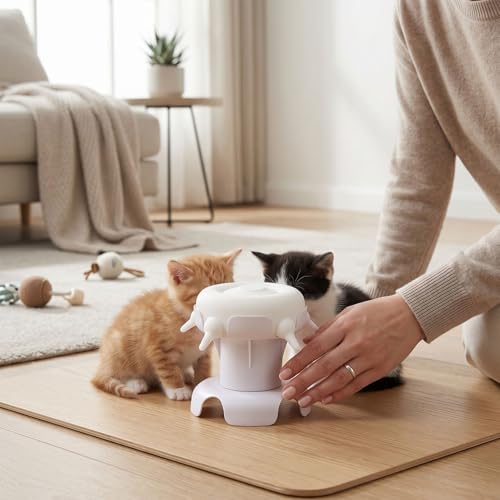 Zopsc Pet Milk Feeder Station, 4 Nipples Silicone Feeding Bowl for Puppies Kittens, Small Animal Nursing Bottle with Leakproof Design for Pet Owners - color: White
