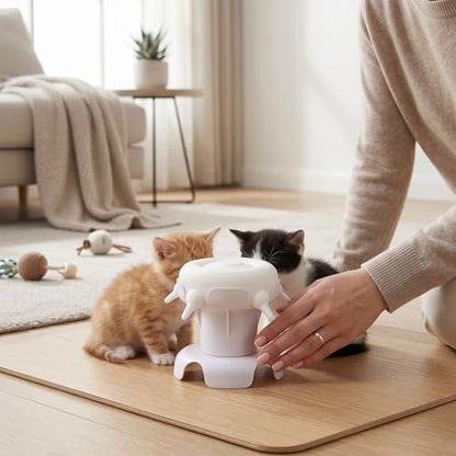 Zopsc Pet Milk Feeder Station, 4 Nipples Silicone Feeding Bowl for Puppies Kittens, Small Animal Nursing Bottle with Leakproof Design for Pet Owners - color: White