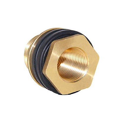 Joywayus 1-1/2" Female 2" Male Soild Brass Water Tank Connector Bulkhead Tank Fitting With 2 Rubber Ring Stablizing - size: 1-1/2" Female - 2" Male