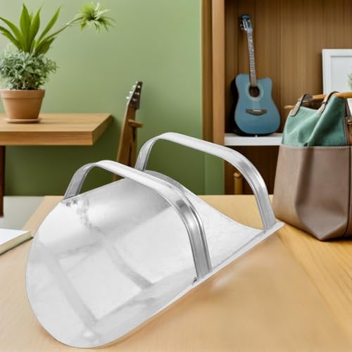 Kisangel Heavy-Duty Metal Feed Scoop for Livestock and Farm Use, Thickened Iron Grain Shovel with Dual Handles, Suitable for Chicken, Goat, and Barn Feeding Tasks