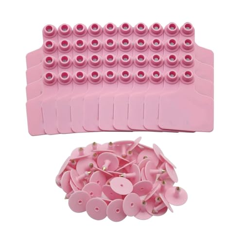 Blank Ear Tags (100 Pieces) Cattle Ear Tags Livestock Identification Cards Suitable for Cattle, Horses, Pigs, Goats, and Sheep Pink - color: Pink