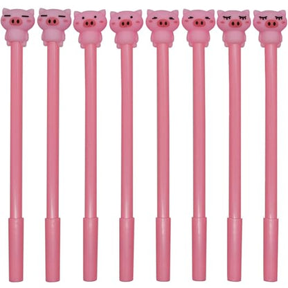 Maydahui 12 PCS Pink Pig Gel Pen Cute Piggy Pens Novelty Animal Pen Facial Expressions Black Ink for School Office Students Supplies