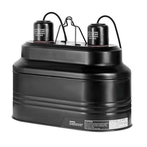 Simple Deluxe Dual Reptile Light Fixture 160W, Reflector Dome Heat/UVB Lamp Cap, for Small Animal Terrarium and Tortoise Habitat - size: Dual Dome Light 160W