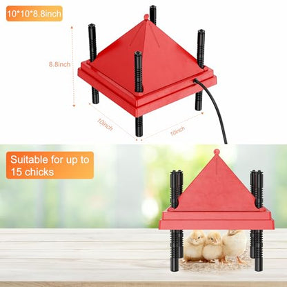 ZenxyHoC Brooder Plate for Chicks with Anti-Roost Cone, Chick Brooder Heater Red 10" x 10" with Constant Temperature - size: 10" x 10" with Constant Temperature