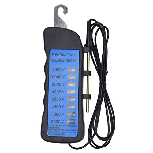 GOTOTOP 12KV Electric Fence Tester Neon Fence Voltage Tester, 2000 to 12000V 8 Neon Indicator Lights Fence Tester for Farms 16.5 x 6 x 2cm