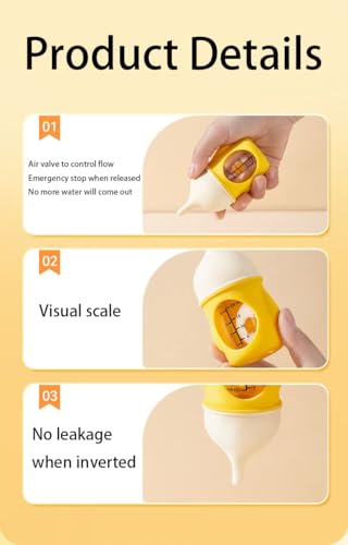 Pet Bottle, Silicone Feeding Nipple for Newborn Puppy Small Animal Bottle with Anti-Choking Valve, 20ml (Yellow)