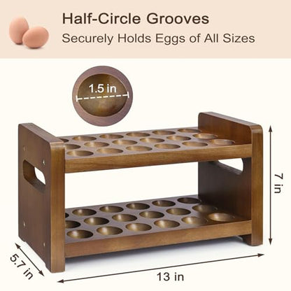 Egg Holder Countertop, 2-Tier Wooden Egg Holder for 36 Eggs, Wooden Countertop with Carry Handle for Chicken, Duck, and Quail Eggs - color: Regular