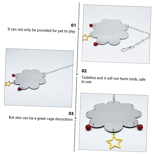Hanging Chicken Mirror Toy Single-Sided Reflective Surface for PET Chickens Includes Bell for Cage Accessories