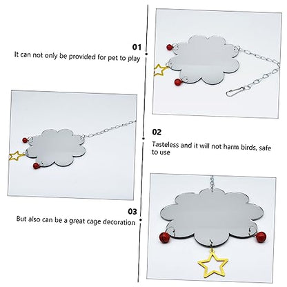 Hanging Chicken Mirror Toy Single-Sided Reflective Surface for PET Chickens Includes Bell for Cage Accessories