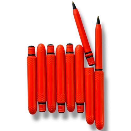 Pokka Pen - the USA Made Pocket Pen – 8 Pack – compact, affordable, lightweight, EDC black ink ballpoint pen – waterproof and floats – carries small, writes big (Blaze Orange) - color: Blaze Orange