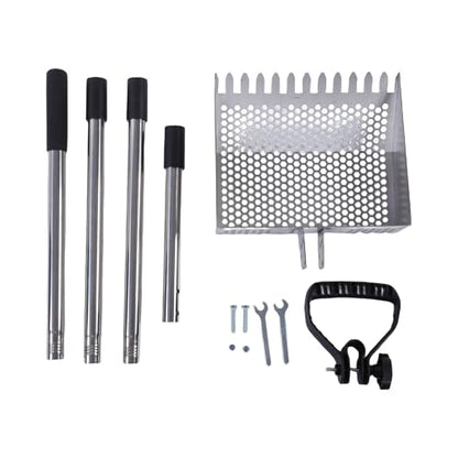 Chicken Coop Rake, Stainless Steel Chicken Manure Rake and Scoop 10in Adjustable Handle Cleaning Tool, for Coop Shed Poultry Cattle Waste Removal with Detachable Head
