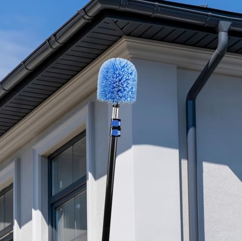 Screw on Webster Cobweb Duster Head for Pole,Spider Web Remover Brush, Cobweb Duster Head Attachment,Fits Standard 3/4 inch Threaded Poles(Big, Blue) - color: Blue