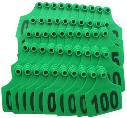 100 Sets Livestock Ear Tags Identification Tags Round Shape 1-1000 Numbered with 1 PCS Pliers Applicator for Goats Sheep Pigs Dogs Red Livestock Ear Tag Blank Tags-Green||201-300 - color: Green, size: 201-300