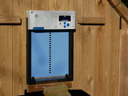 Automatic Chicken Coop Door Opener, ChickenGuard One in All 4 Colours, Timer/Light Sensing, Winter Mode, Auto-Stop & Predator Proof, 3 Power Options, Solar, Battery or Electric (Blue + Batteries) - color: Blue