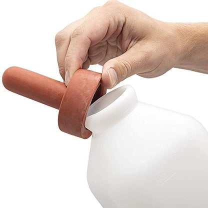 Calf Bottle with Handle and Push-on Nipple 2 Quart Feeder for Nursing Baby Cows