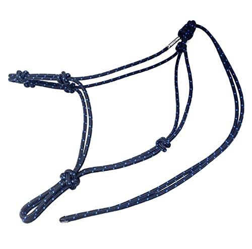Horse Rope Training Halter - 4 Knot 1/4" Stiff Halter Cord - Used by Famous Trainers Multiple Sizes Multiple Colors - color: Black with Blue, size: Small