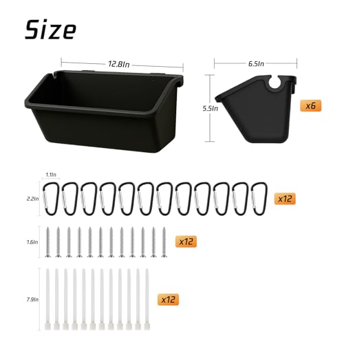 6 Pack Hanging Goat Feeder & Mineral Trough, 5 Qt Fence Feed Trough for Goats, Sheep, Ducks & Chickens, Plastic Farm Feed Bucket with Clips, Zip Ties & Screws, for Grain, Grit & Minerals - color: 6 Pack