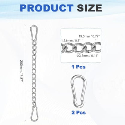 PATIKIL Gate Chain Lock, (7.9Inch, Silver) (1Pcs)304 Stainless Steel Hanging Chain Lock for Stall Barn/Cabinet/Fence/Hammock/Pet Cages - size: 7.9Inch