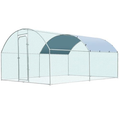 Metal Large Chicken Coop for 20-25 Chickens, Portable, Walk-in Chicken Run, Chicken Pen Outdoor W/Cover, Waterproof & Anti-UV, 13.1' D x 9.8' W x 6.4' H, Wire Mesh Poultry Cage for Yard - size: 157.5"L x 118.1"W x 76.8"H, style: Dome Roof