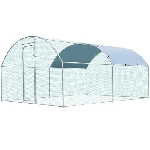 Metal Large Chicken Coop for 20-25 Chickens, Portable, Walk-in Chicken Run, Chicken Pen Outdoor W/Cover, Waterproof & Anti-UV, 13.1' D x 9.8' W x 6.4' H, Wire Mesh Poultry Cage for Yard - size: 157.5"L x 118.1"W x 76.8"H, style: Dome Roof