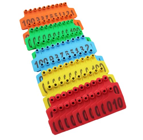 Livestock Identification Numbered Ear Tags for Goats Pigs Hogs Cows Cattle Calf Farm Blue Tags PE Cattle Ear Tags Pack of 100 Mixed Color 201-300 - color: Mixed Color, size: 201-300