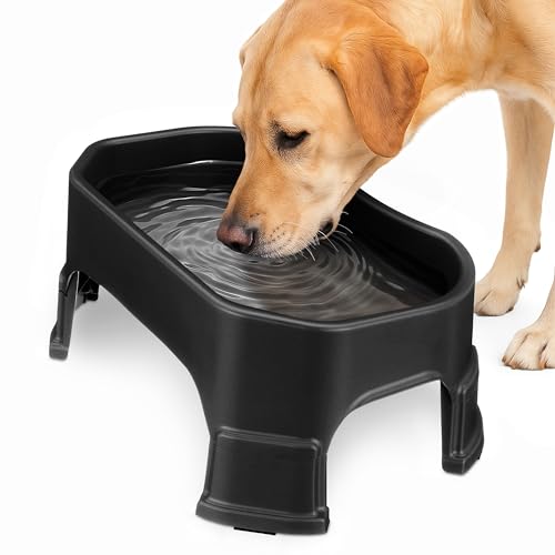 Neater Pet Brands Extra Large Water Bowl for Dogs, Elevated Outdoor Dog Water Bowl (1.25 Gallon XL Capacity), Big Trough Style Food Dish for Indoors or Outside, No Spill Large Dog Bowls, Black - color: Midnight Black, size: 1.25 Gallons