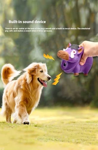 Latex Wild Boar Squeaky Dog Toy, 18x7cm Durable Chew Toy for Medium and Large Dogs, Funny Animal Sound for Stress Relief and Oral Care (Purple)