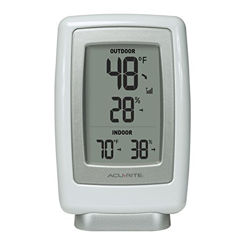 AcuRite 00611 Indoor Outdoor Thermometer with Wireless Temperature Sensor & Hygrometer White Small (Pack of 2) - size: 1 x 3.5 x 5.5 inches (Pack of 2)