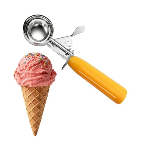 TOPKITCHEN Commercial-Grade Ice Cream Scoop 1.63 oz, 18/8 Stainless Steel Cookie Scoop with Plastic Handle, Portion Control Disher Scoop for Bakeries, Restaurants & Dessert Shops, #20, Yellow - size: 1.63 oz - Yellow