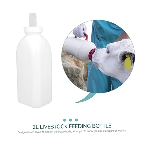 MERRYHAPY 2000ml Calf Nursing Bottle for Livestock 2L Calf Feeding Bottle with 4 Pacifiers Durable Milk Bottle for Calves Sheep and Goats