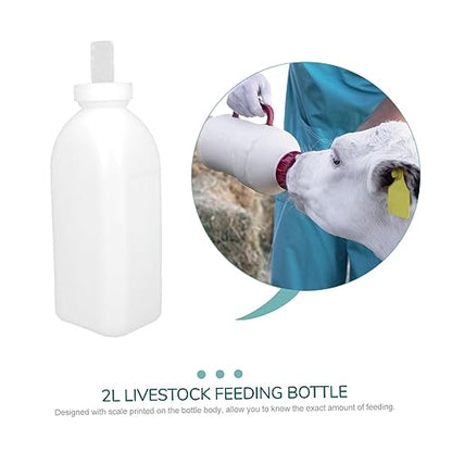 MERRYHAPY 2000ml Calf Nursing Bottle for Livestock 2L Calf Feeding Bottle with 4 Pacifiers Durable Milk Bottle for Calves Sheep and Goats